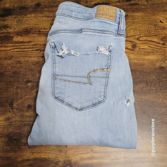 American Eagle Jeans 12 L Jegging Mid Rise Next Level Stretch Medium Light Wash - Picture 3 of 13